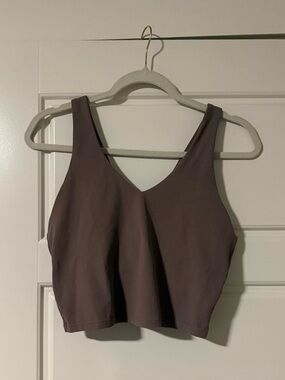 all in motion Ribbed V-Neck Crop Tank in Mauve Brown